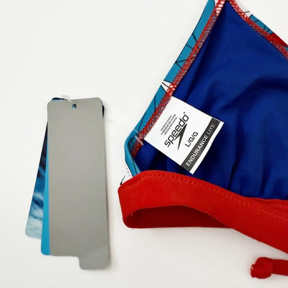 [Speedo] Blue Endurance Lite Tie Back Triangle Bikini Top Swimsuit NWT Sz Large